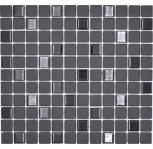 Mosaikfliese mit quadratischen Elementen in verschiedenen Grautönen