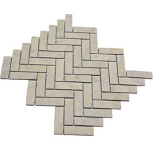 Mosaikfliese aus Naturstein im Fischgrätmuster