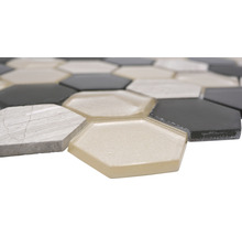 Sechseckige Mosaikfliese aus Glas und Stein