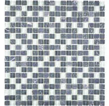 Glasmosaik mit Naturstein XCM M810 30,5x32,2 cm mix grau