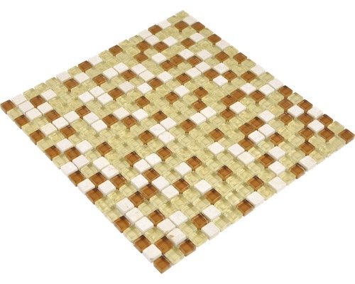 Glasmosaik mit Naturstein XCM M820 30,5x32,2 cm beige/braun