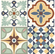 Dekorative Fliesen mit geometrischen und floralen Mustern