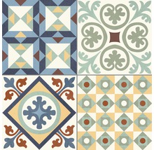 Fliesen mit geometrischen und floralen Mustern