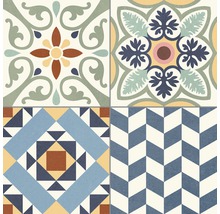 Dekorative Fliesen mit geometrischen und floralen Mustern