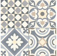Fliesenmuster mit geometrischen und floralen Motiven