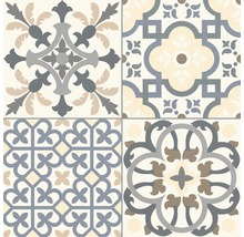 Dekorative Fliesen mit floralen und geometrischen Mustern