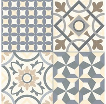 Fliesenmuster mit geometrischen und floralen Elementen