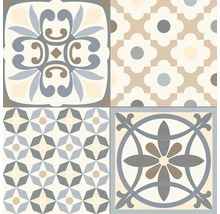 Fliesenmuster mit floralen und geometrischen Motiven