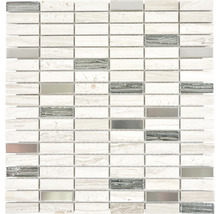 Natursteinmosaik XNM SM67 29,8x30,4 cm grau/weiß