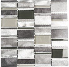 Aluminiummosaik silber klar grau glänzend 30,1x30,1 cm