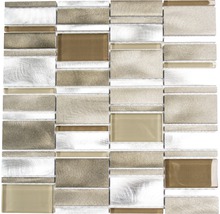Aluminiummosaik silber beige braun Glänzend 30,1x30,1 cm