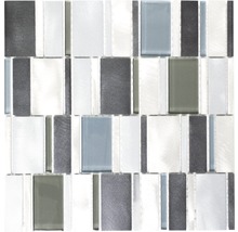 Aluminiummosaik silber glänzend kombi mix braun 30,1x30,1 cm