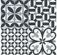 Dekorative Fliesen mit geometrischen und floralen Mustern