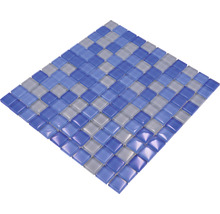 Quadratische Glasmosaikfliese in Blau und Grau