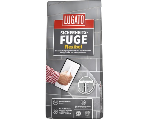 Lugato Fugenmörtel Sicherheitsfuge Flexibel silbergrau 1 kg