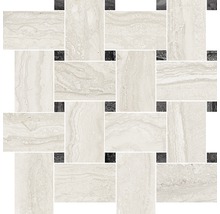 Mosaik Memento Travertino Intreccio bianco 29,5x29,5 cm