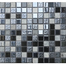 Glasmosaik mit Naturstein schwarz 30,5x32,5cm
