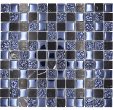 Glasmosaik mit Naturstein XCM M862 30,2x32,7 cm schwarz
