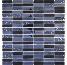 Glasmosaik mit Naturstein XCM SM86 31x32,2 cm schwarz
