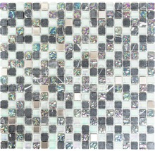 Glasmosaik mit Naturstein XCM M840 30,5x32,2 cm grau