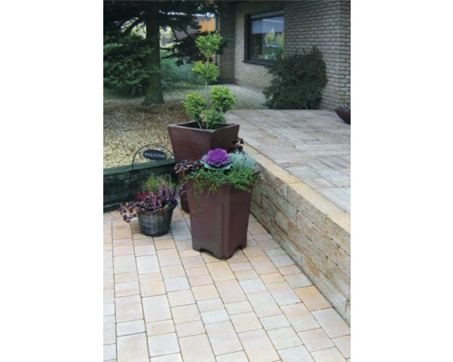 Gartengestaltung mit Pflastersteinen, Hochbeeten und Pflanzen