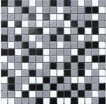 Glasmosaik Mix weiß/ grau/ schwarz 30,5x32,5cm Inhalt 10 Stück