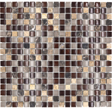 Glasmosaik mit Naturstein XCM M870 30,5x32,2 cm mix braun