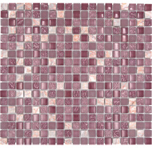 Glasmosaik mit Naturstein XCM M940 30,5x32,2 cm mix rosa