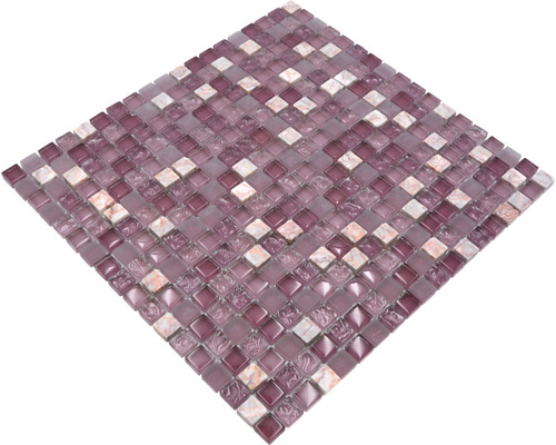 Glasmosaik mit Naturstein XCM M940 30,5x32,2 cm mix rosa