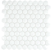 Glasmosaik Arctic 01 Hexagon Eco weiß 3D 29x30 cm