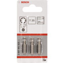 Bosch T25 Torx-Bit Set, 25 mm Länge, 1/4 Zoll Aufnahme, 3 Stück