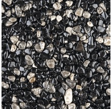 Nahaufnahme von Kies mit einem Gemisch aus schwarzen und grauen Steinen.