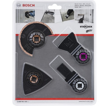 Bosch Starlock Zubehör Set mit verschiedenen Sägeblättern und Schleifplatten in Verpackung