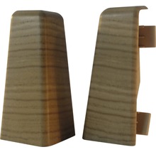 Zwei Sockelleisten Endstücke mit Holzdekor