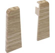 Zwei Sockelleisten-Abschlüsse in Holzoptik
