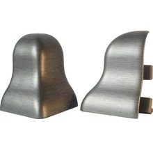 Zwei Sockelleisten Eckstücke aus Metall