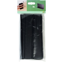 Drei schwarze Kunststoff-Rohrabdeckungen in einer Verpackung