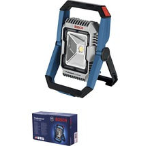 Bosch Logo, Baustrahler mit Tragegriff und Produktverpackung