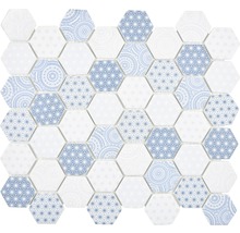 Produktbild: Glasmosaik Emily HX45 Hexagon 32,40x28 cm hellblau