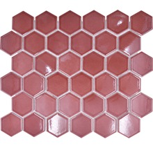 Keramikmosaik HX540 Hexagon Uni bordeauxrot glänzend