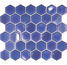 Keramikmosaik HX560 Hexagon Uni kobaltblau glänzend