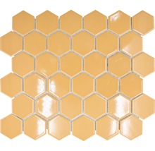 Produktbild: Keramikmosaik Hexagon HX 570 32,5x28,1 cm ockerorange glänzend