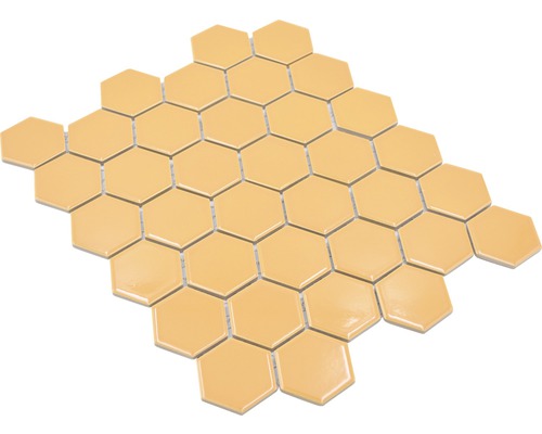 Keramikmosaik Hexagon HX 570 32,5x28,1 cm ockerorange glänzend