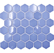 Produktbild: Keramikmosaik HX580 Hexagon Uni hellblau glänzend