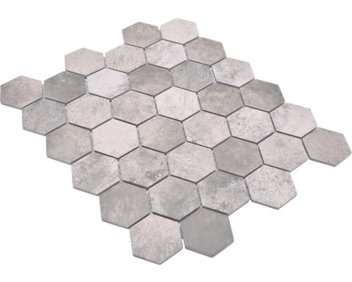 Keramikmosaik HX Curio ZDG Hexagon 32,5x28,1 cm Grau