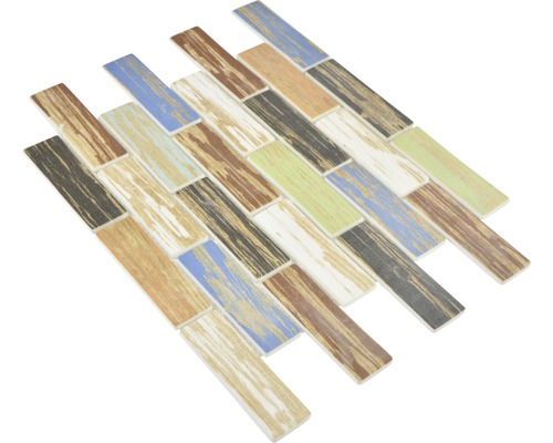Glasmosaik XCM BR91 Brick Eco Mix Wood Bunt