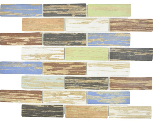 Glasmosaik XCM BR91 Brick Eco Mix Wood Bunt
