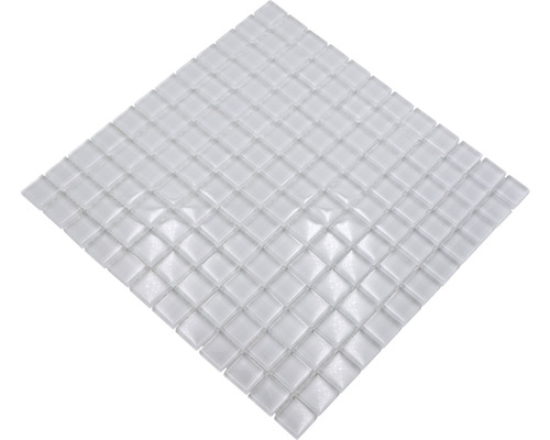 Glasmosaik Quadrat Crystal uni superwhite