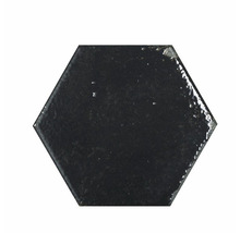 Steingut Wandfliese Alma schwarz 13x15cm glänzend