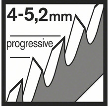 Sägeblatt mit progressiver Zahnteilung von 4 bis 5,2 mm